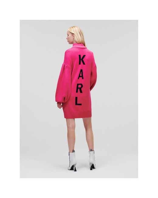 Karl Lagerfeld Pink Strickkleid Logo 226W2008 Relaxed Fit