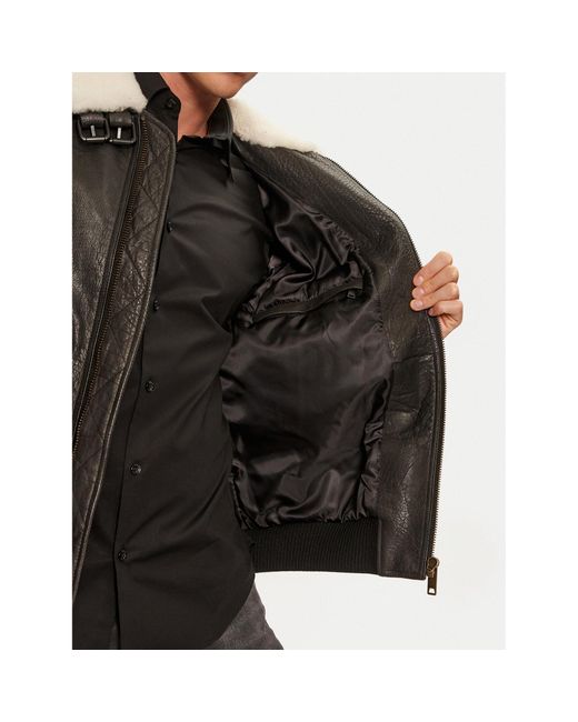 HUGO Lederjacke Loran 50521030 Regular Fit in Black für Herren