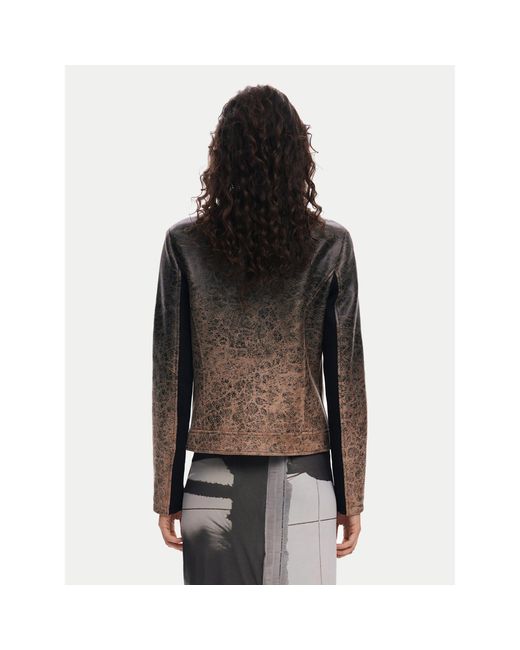 Desigual Black Lederjacke 25Swew44 Regular Fit