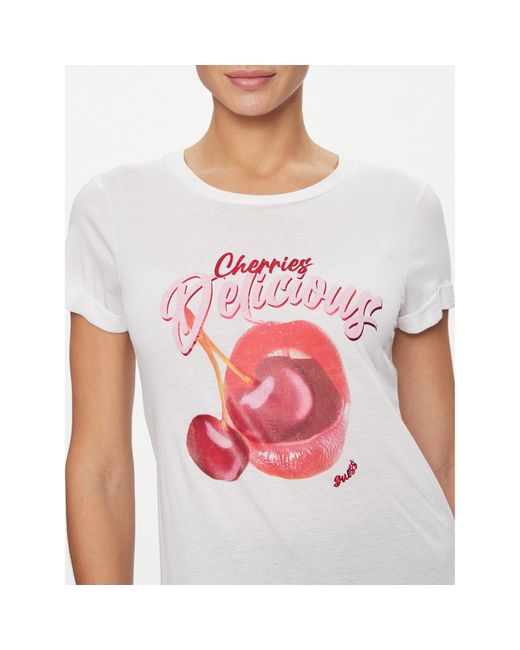Guess White T-Shirt Delicious Rol W4Ri22 K9Sn1 Weiß Regular Fit
