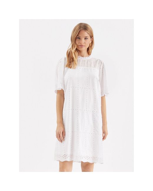 Cream White Kleid Für Den Alltag Moccamia 10611191 Weiß Regular Fit