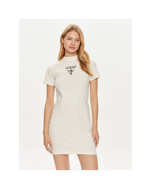 Guess Natural Kleid Für Den Alltag V4Yk02 Kcdh1 Weiß Regular Fit