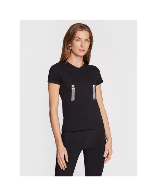 Elisabetta Franchi Black T-Shirt Ma-011-26E2-V190 Slim Fit