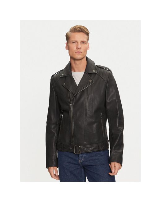 HUGO Lederjacke Lowis-5 50521018 Regular Fit in Black für Herren