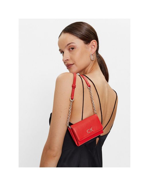 Calvin Klein Red Handtasche re-lock trifold sm w/strap k60k611010 xad