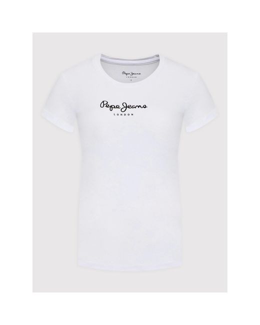 Pepe Jeans White T-Shirt New Virgina Pl505202 Weiß Slim Fit