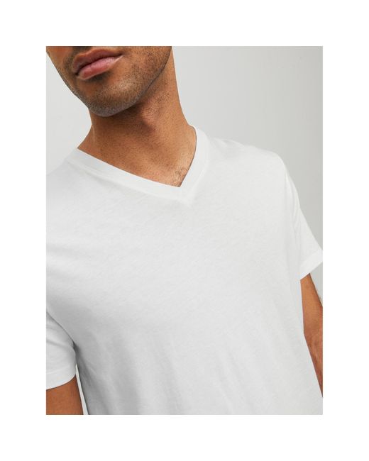 Jack & Jones T-Shirt Basic 12156102 Weiß Standard Fit in White für Herren