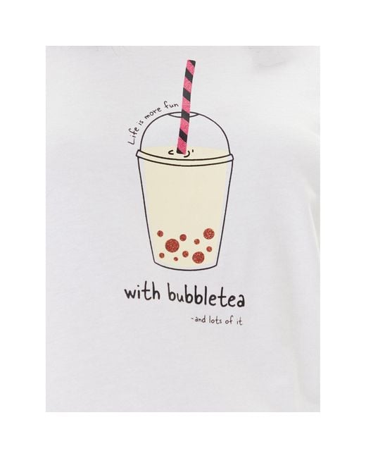 ONLY White T-Shirt Fun Life 15349901 Regular Fit