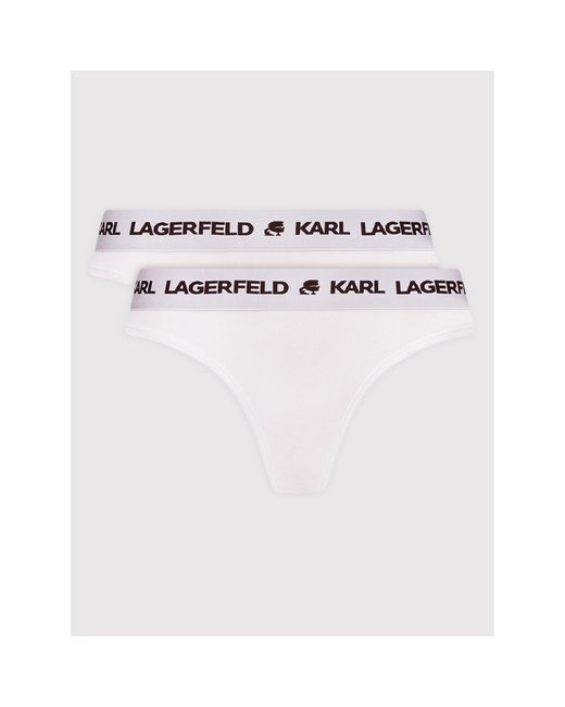 Karl Lagerfeld White 2Er-Set Stringtangas Logo Set 211W2126 Weiß