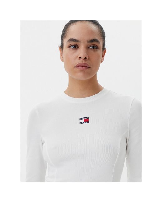 Tommy Hilfiger White Kleid Für Den Alltag Badge Dw0Dw20666 Slim Fit