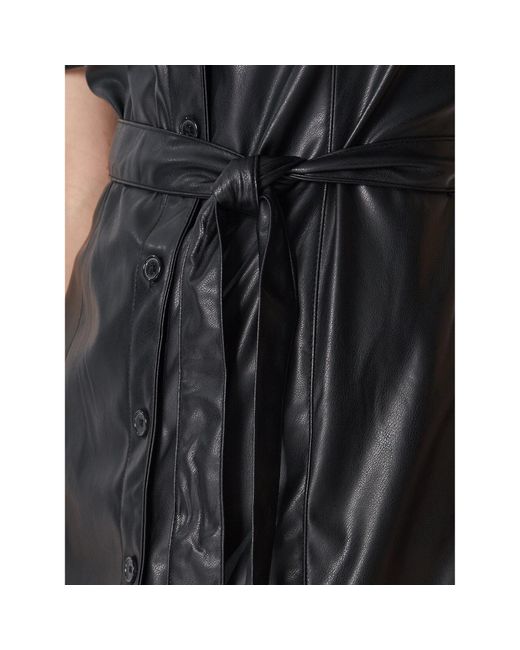 DKNY Black Kleid Aus Kunstleder Dd1G4074 Regular Fit