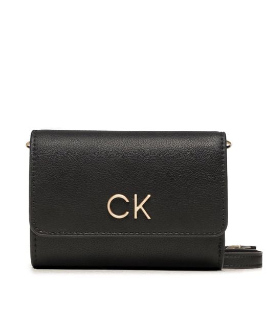 Calvin Klein Black Handtasche re-lock trifold sm w/strap k60k611010 bax