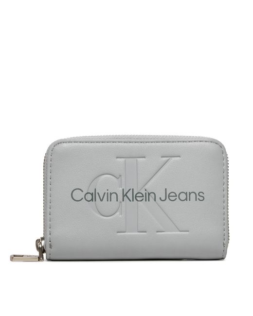 Calvin Klein Gray Kleine Damen Geldbörse Sculpted Med Zip Around Mono K60K612255
