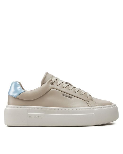 Calvin Klein Gray Sneakers Ff Cupsole Lace Up W/Ml Lth Hw0Hw02118