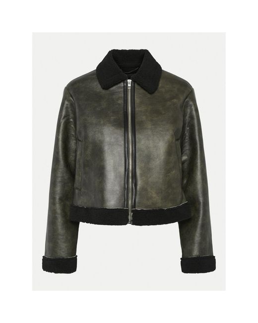 Pieces Green Jacke Aus Kunstleder Pippi 17154704 Regular Fit