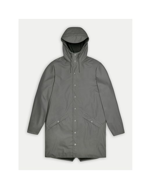 Rains Gray Regenjacke Long Jacket W3 12020 Regular Fit