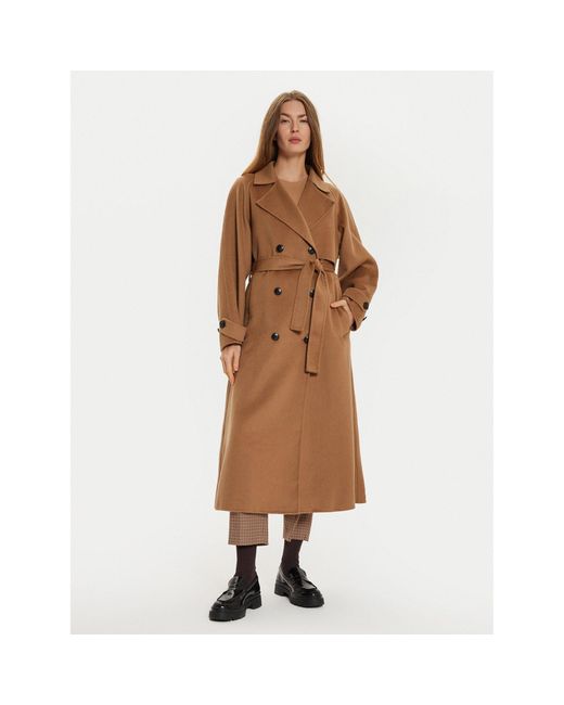 Tommy Hilfiger Brown Wollmantel Ww0Ww45919 Oversize