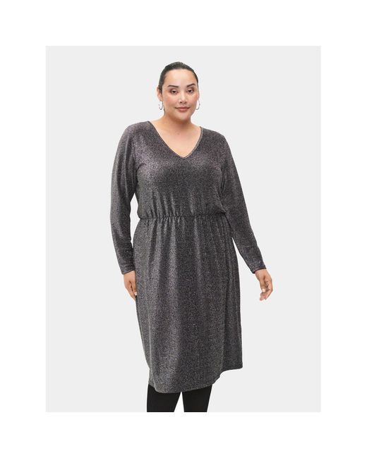 Zizzi Gray Kleid Für Den Alltag Ca02376F Regular Fit