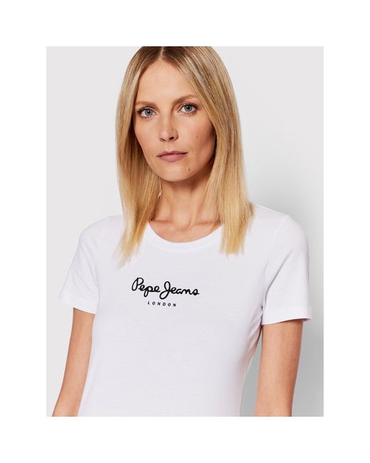 Pepe Jeans White T-Shirt New Virgina Pl505202 Weiß Slim Fit
