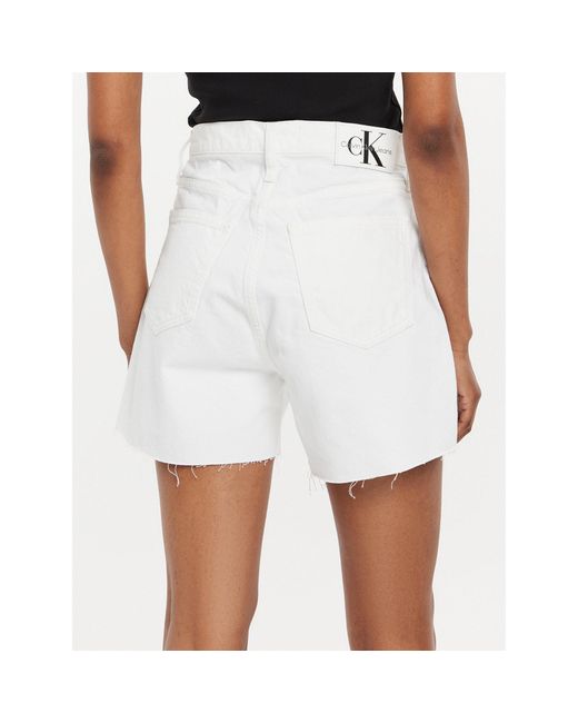 Calvin Klein White Jeansshorts J20J222811 Weiß Mom Fit