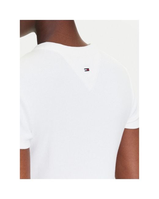 Tommy Hilfiger White Kleid Für Den Alltag Script Dw0Dw21186 Slim Fit