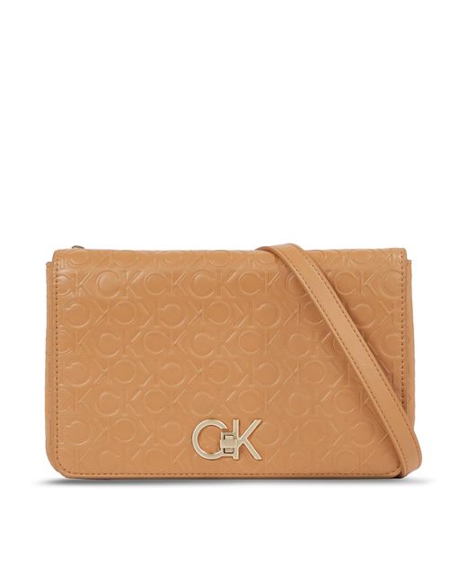 Calvin Klein Handtasche re-lock double gusett xbody-emb k60k611532 brown sugar ga5