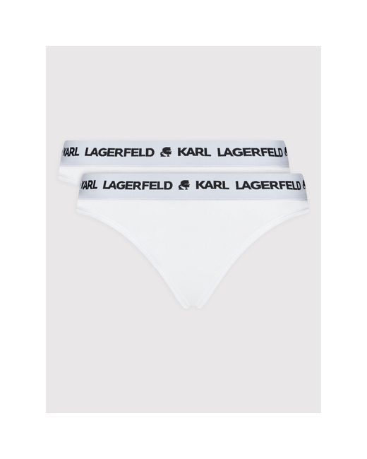 Karl Lagerfeld White 2Er-Set Klassische Damenslips Logo Set 211W2127 Weiß