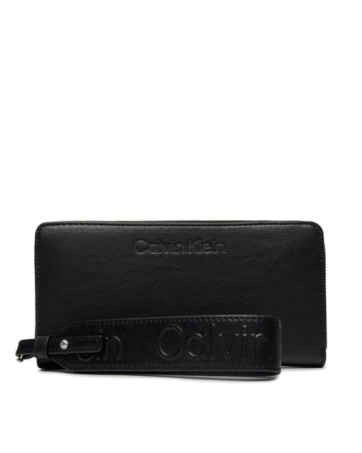 Calvin Klein Black Große Damen Geldbörse Gracie Wallet W/Strap Lg K60K611388