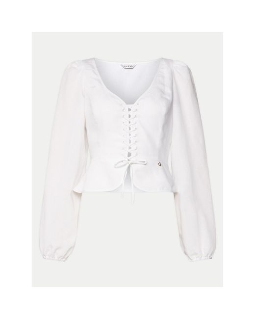 Guess White Bluse Federica W4Gh88 Wg7B0 Weiß Regular Fit