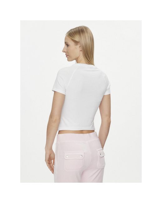 Juicy Couture White T-Shirt Shrunken Diamante Jcmct223257 Weiß Slim Fit