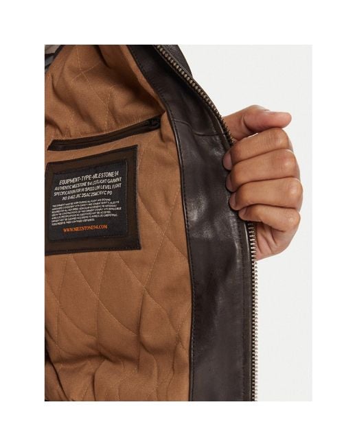 Milestone Lederjacke Msmatti 531070 60400 Regular Fit in Black für Herren