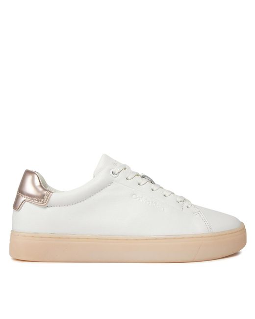 Calvin Klein White Sneakers Cupsole Lace Up Pearl Hw0Hw01897 Weiß