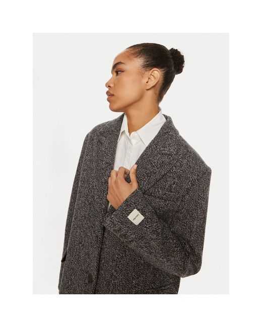 Calvin Klein Gray Wollmantel Herringbone Single K20K207710 Regular Fit