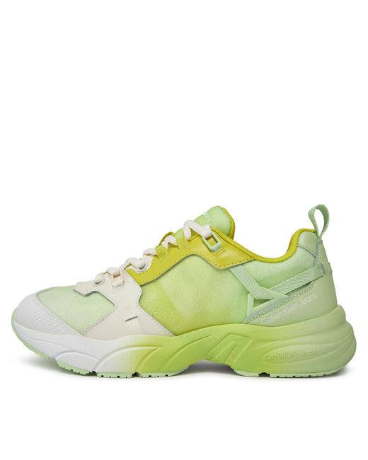 Calvin Klein Green Sneakers Retro Tennis Low Lace Mix Ml Sat Yw0Yw01307 Grün