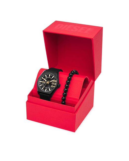 DIESEL Uhr Und Armband Set Double Scraper Dz2210Set in Red für Herren