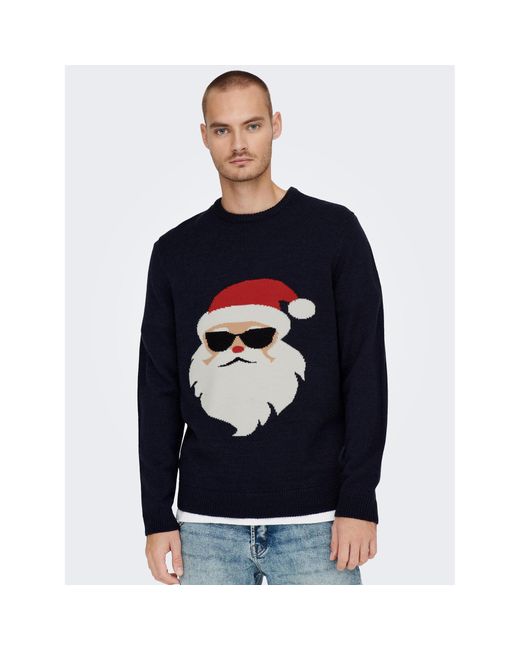 Only & Sons Pullover 22023347 Regular Fit in Blue für Herren