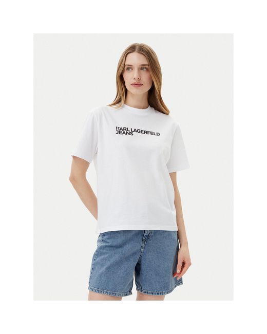 Karl Lagerfeld White T-Shirt A1W17005 Relaxed Fit
