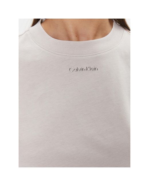 Calvin Klein White T-Shirt Metallic Micro Logo T Shirt K20K206967 Regular Fit