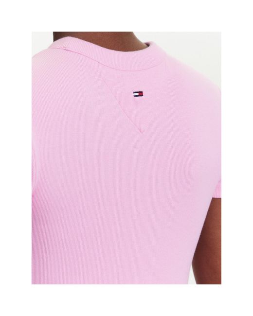 Tommy Hilfiger Pink Kleid Für Den Alltag Script Dw0Dw21186 Slim Fit