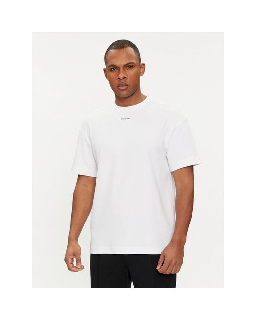 Calvin Klein T-Shirt Nano Logo K10K112487 Weiß Regular Fit in White für Herren