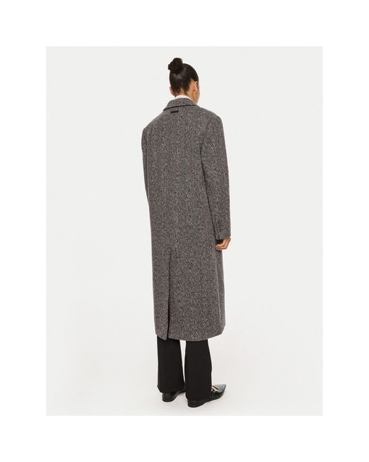 Calvin Klein Gray Wollmantel Herringbone Single K20K207710 Regular Fit