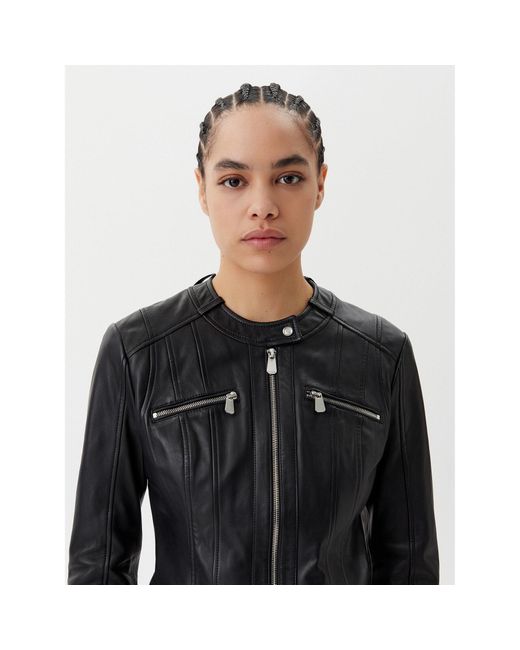 Pinko Black Lederjacke Borderline Biker 104914 A2Ht Regular Fit