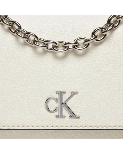 Calvin Klein Natural Handtasche Minimal Monogram Ew Flap21 K60K612233 Écru