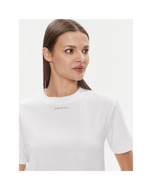 Calvin Klein White T-Shirt Metallic Micro Logo T Shirt K20K206967 Weiß Regular Fit