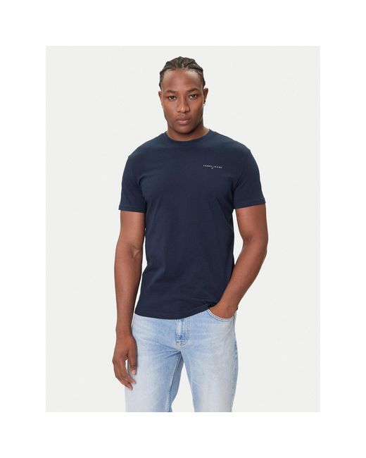 Tommy Hilfiger T-Shirt Linear Chest Dm0Dm21780 Slim Fit in Blue für Herren
