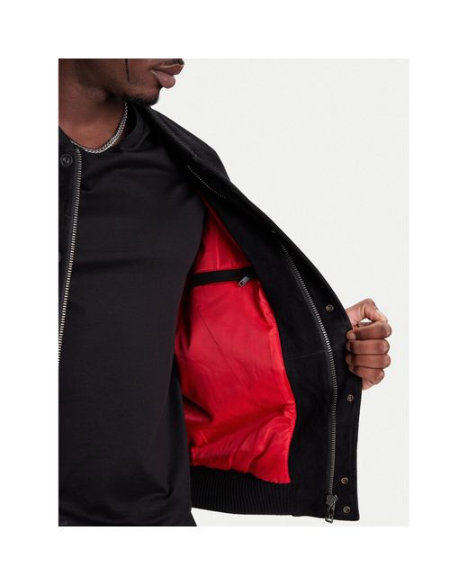 HUGO Lederjacke Laxe 50541881 Regular Fit in Black für Herren