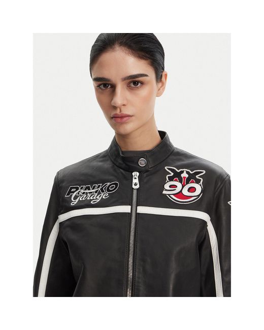 Pinko Black Lederjacke 105296 A2N5 Regular Fit