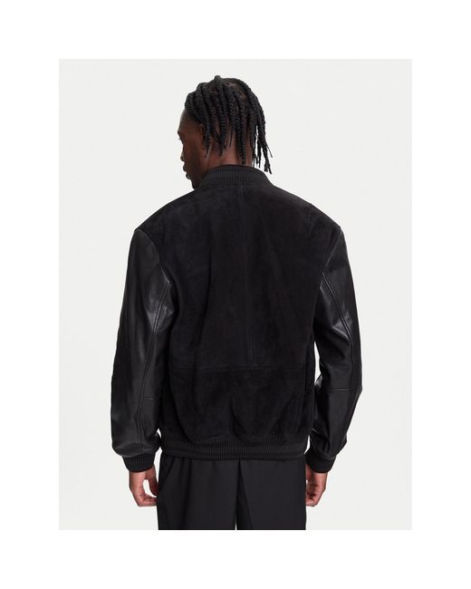 HUGO Lederjacke Laxe 50541881 Regular Fit in Black für Herren