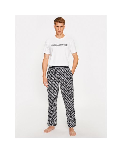 Karl Lagerfeld Pyjama Printed Pj T-Shirt Set 225M2100 Weiß Regular Fit in Gray für Herren