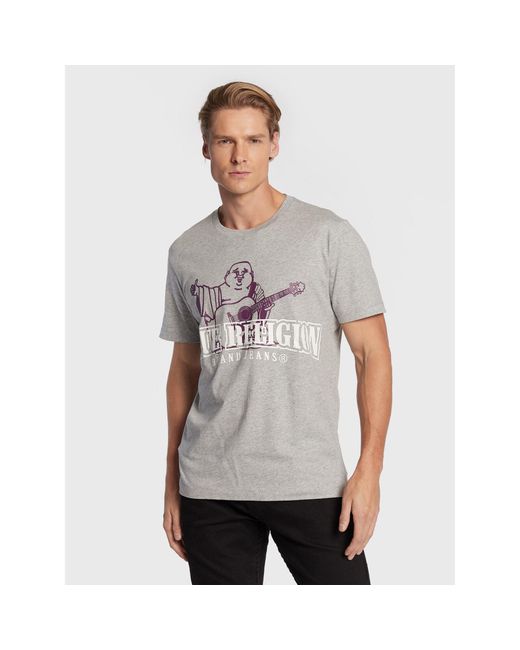 True Religion T-Shirt Buddha Stencil 106294 Regular Fit in Gray für Herren